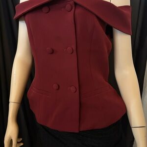 Commense Burgundy Houndstooth Top